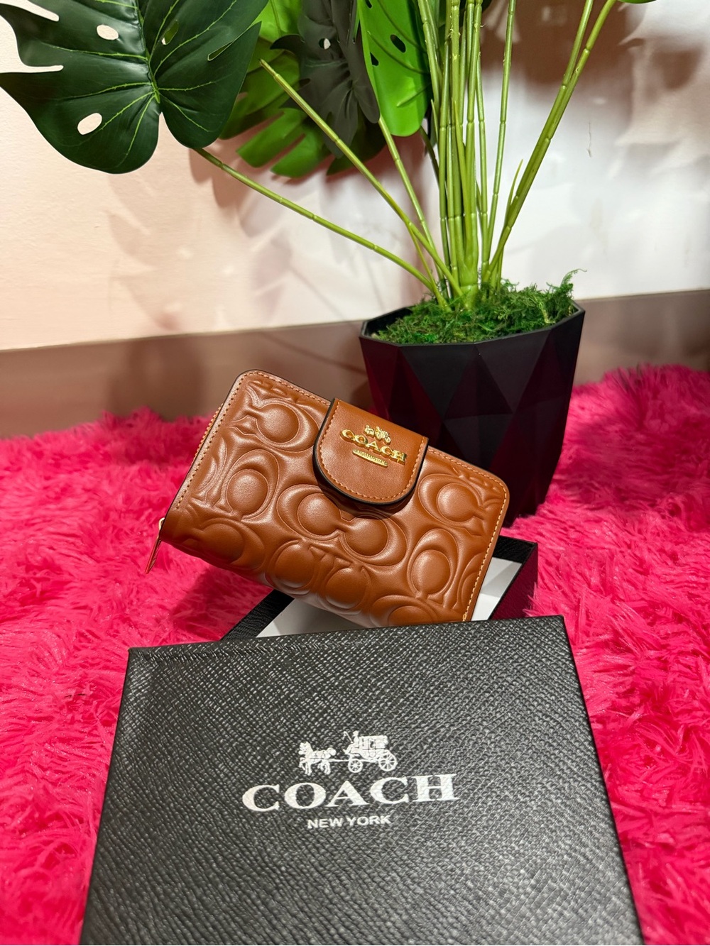 Coach Embossed Leather Wallet - Tan - Picture 2 of 2